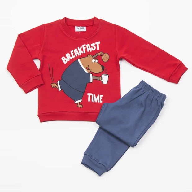 Trax Παιδική Πιτζάμα Χειμωνιάτικη Κόκκινη
