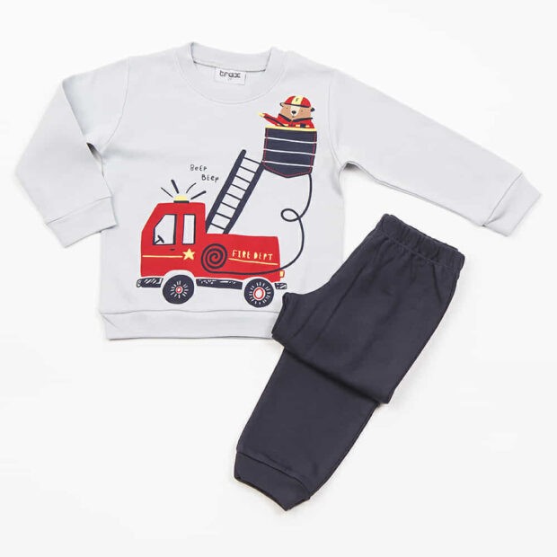 Trax Παιδική Πιτζάμα Βαμβακερή Γκρι