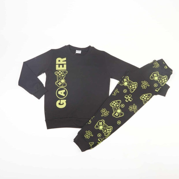 Trax Παιδική Πιτζάμα Χειμωνιάτικη Μαύρο