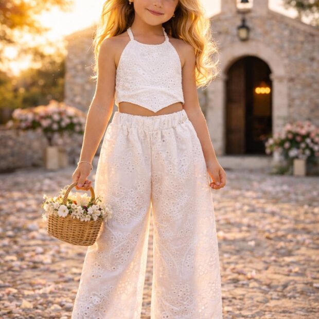 Sweet BabyΠαιδικό Σετ με Παντελόνι Καλοκαιρινό 2τμχ Λευκο