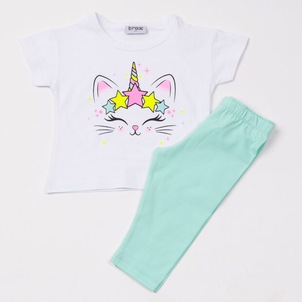 TraxΠαιδικό Σετ με Κολάν Καλοκαιρινό 2τμχ Άσπρο