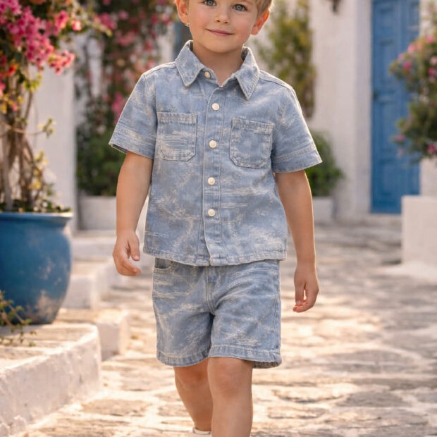 ΣΕΤ 2τμχ με τζιν πουκαμισο και σορτσακι